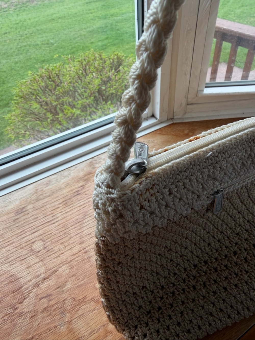 The Sak Crochet Shoulder Bag in Beige and Cream - Picture 9 of 9